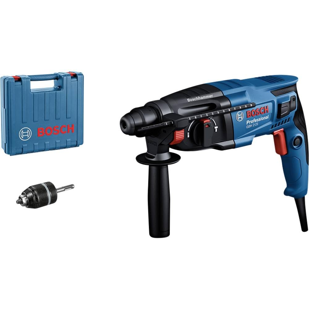 Bosch PRO Bohrhammer GBH 2-21 (mit SDS plus, inkl. Schnellspannbohrfutter mit SDS plus-Adapter, Zusatzhandgriff, Maschinentuc