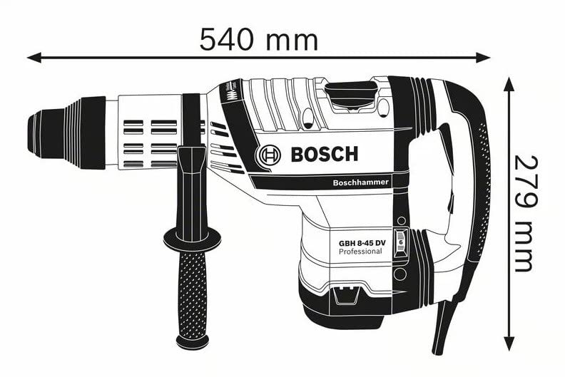 Bosch PRO Bohrhammer GBH 8-45 DV (Leistung 1.500 Watt, Bohr-Ø in Beton mit Hammerbohrern: 12-45 mm, Schlagenergie max.: 12,5 