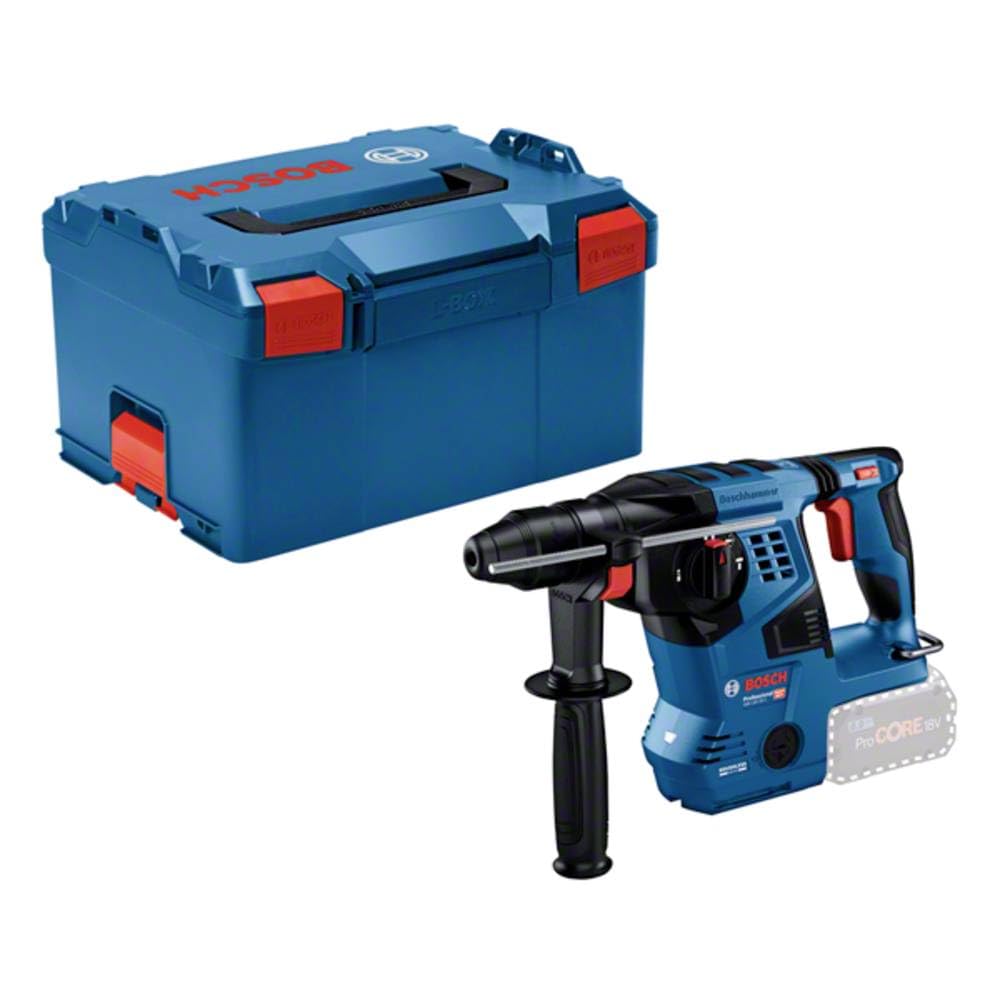 Bosch PRO 18 V System Akku Bohrhammer GBH 18 V-28 C (inkl. Zusatzhandgriff, Fetttube, Einlage, L-BOXX, ohne Akku/Ladegerät) –
