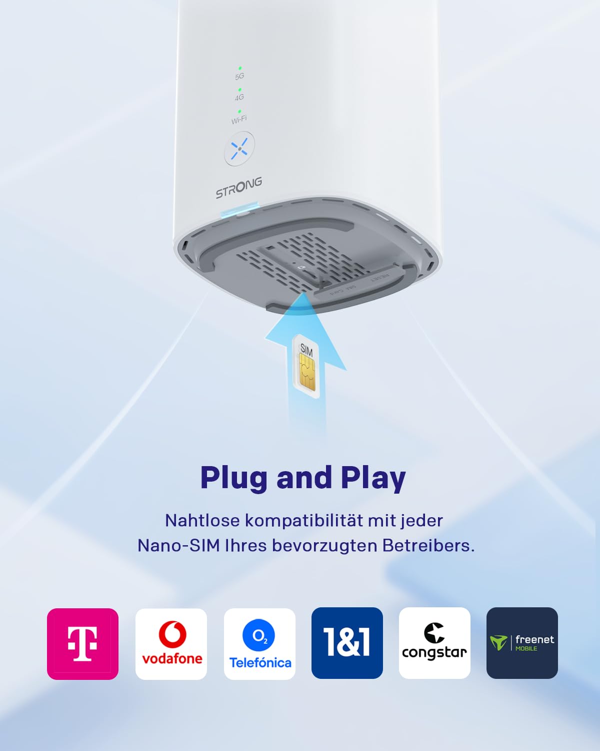 STRONG 5G WLAN Router – Wi-Fi 6 AX3000 Mobiler Hotspot mit Dual-LAN – Produktansicht 5
