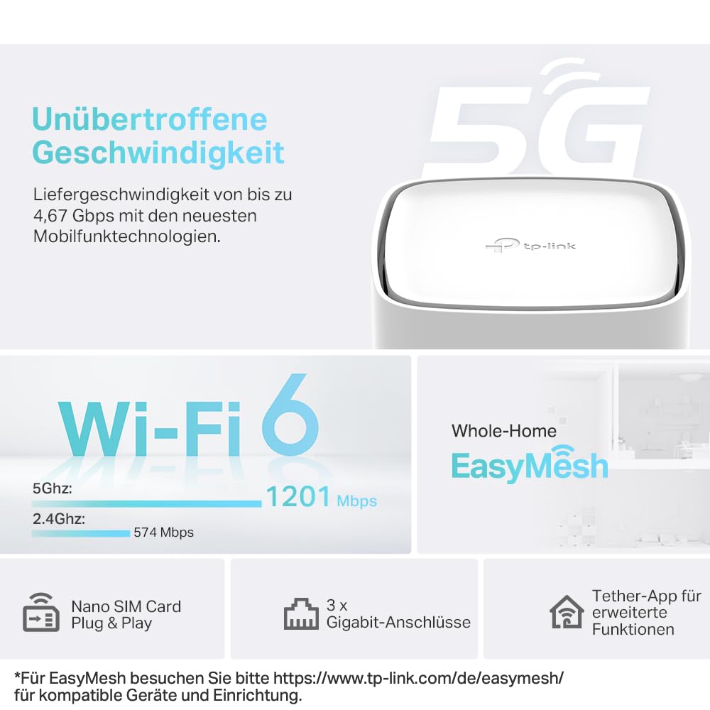 TP-Link Archer NX200 – LTE Wi-Fi 6 Router AX1800 mit SIM-Slot & Gigabit-Ports – Produktansicht 7