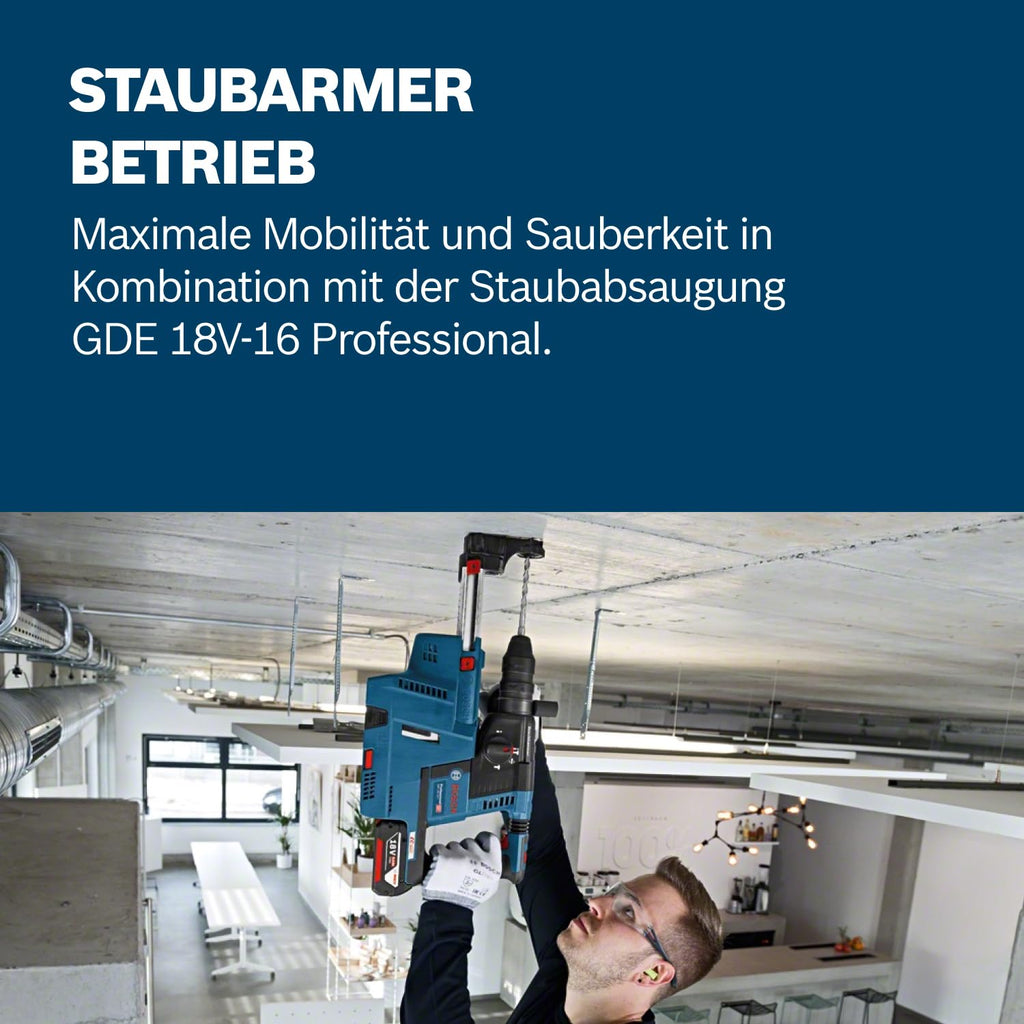 Bosch PRO 18 V System Akku Bohrhammer GBH 18 V-26 (SDS Plus, Bohr-Ø max: Beton/Stahl/Holz 26/13/30 mm, inkl. Zusatzhandgriff,