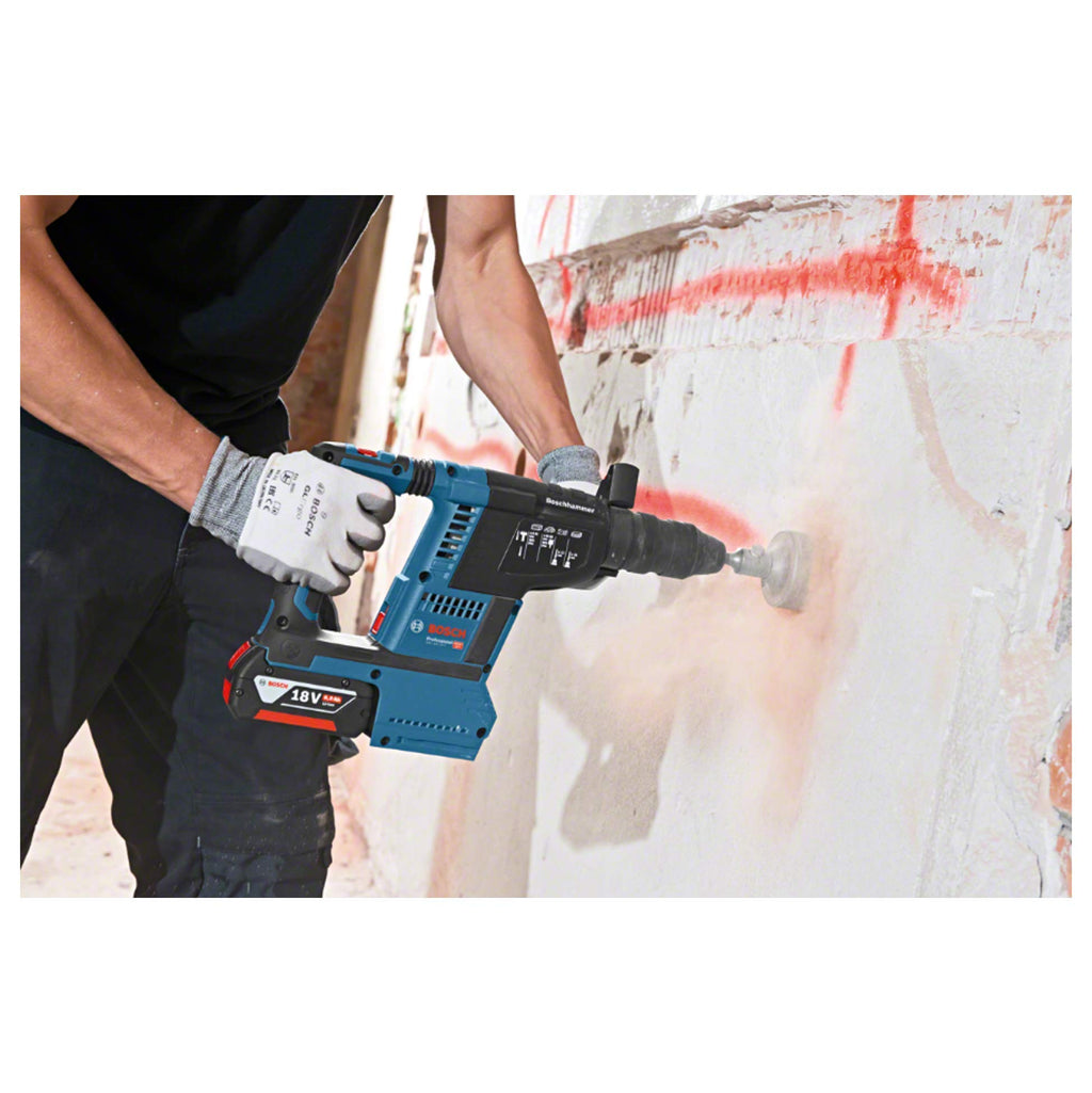 Bosch PRO 18 V System Akku Bohrhammer GBH 18 V-26 (SDS Plus, Bohr-Ø max: Beton/Stahl/Holz 26/13/30 mm, inkl. Zusatzhandgriff,