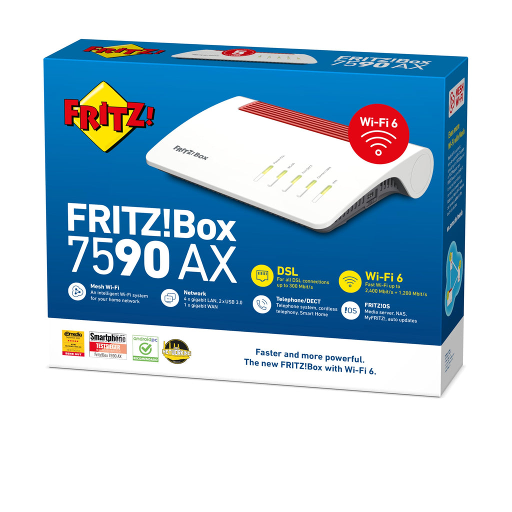 AVM FRITZ! Box 7590 AX WiFi 6 DSL Router – Mesh, DECT-Basis, Exklusive Edition mit USB-Stick – Produktansicht 6