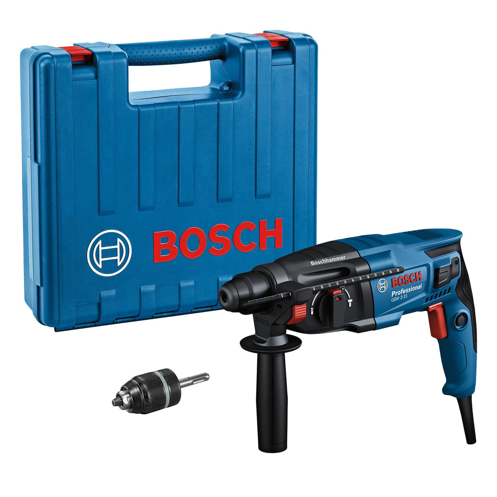 Bosch PRO Bohrhammer GBH 2-21 (mit SDS plus, inkl. Schnellspannbohrfutter mit SDS plus-Adapter, Zusatzhandgriff, Maschinentuc