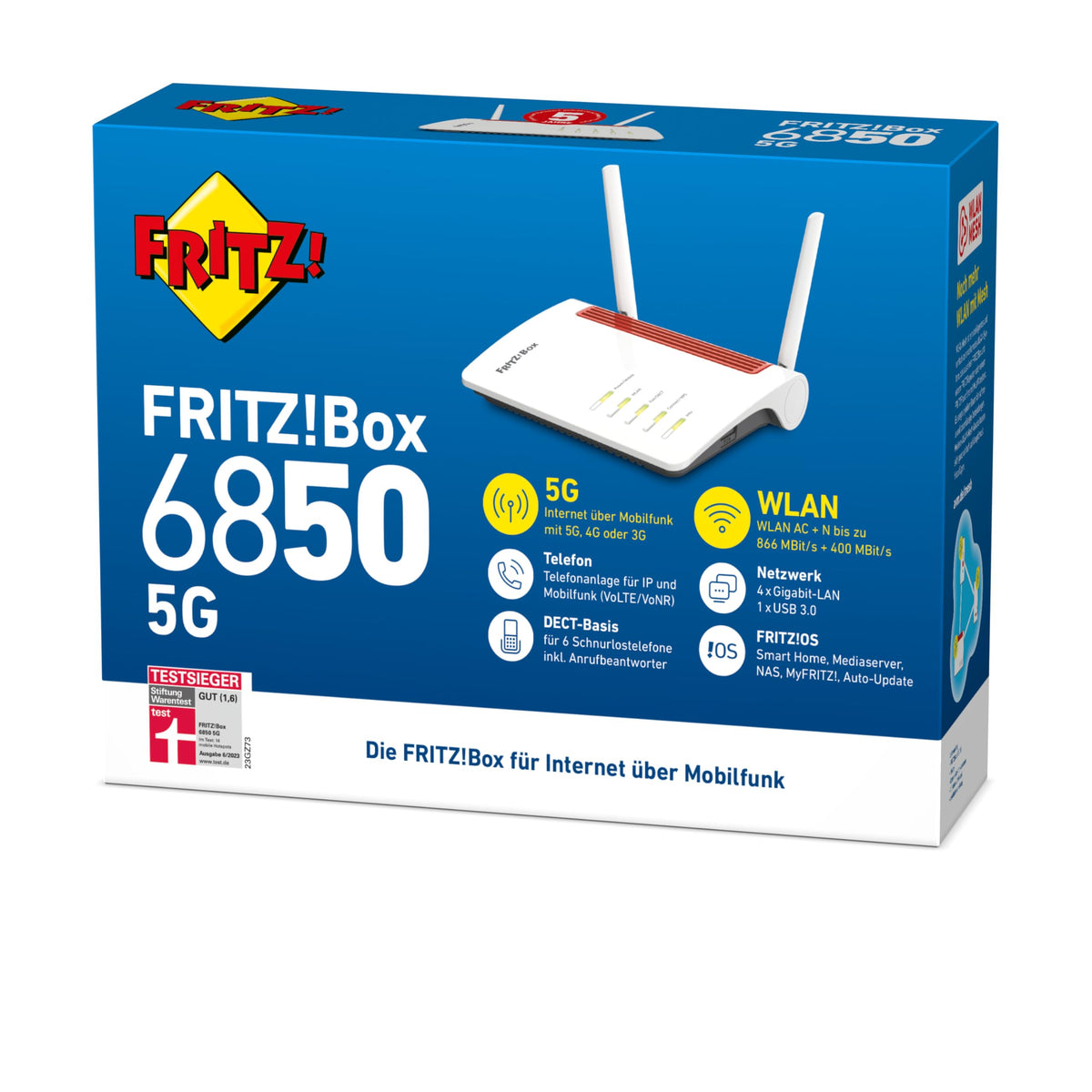 FRITZ! Box 6850 5G – LTE/5G Router mit WLAN AC+N & DECT-Basis – Produktansicht 5
