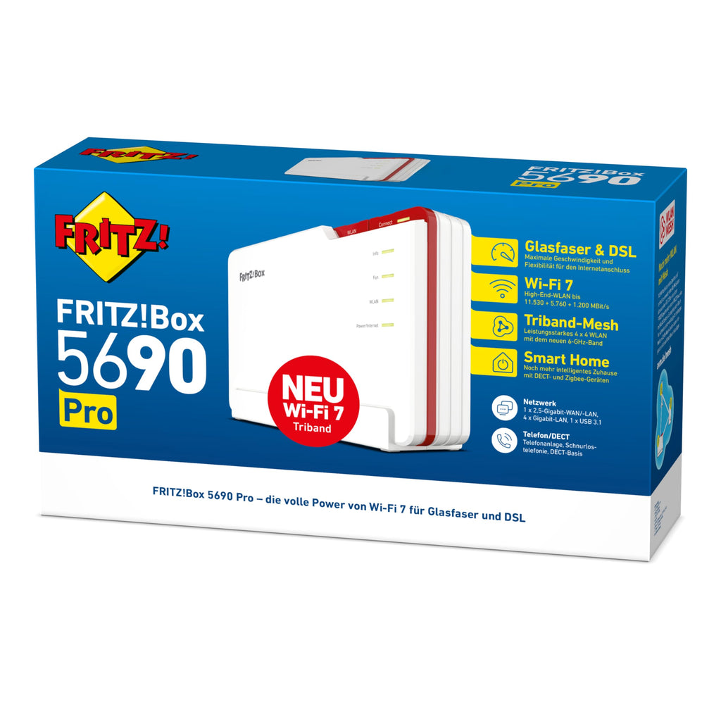 FRITZ! Box 5690 Pro – Premium WLAN Router mit Wi-Fi 7, Glasfaser & DSL – Produktansicht 6
