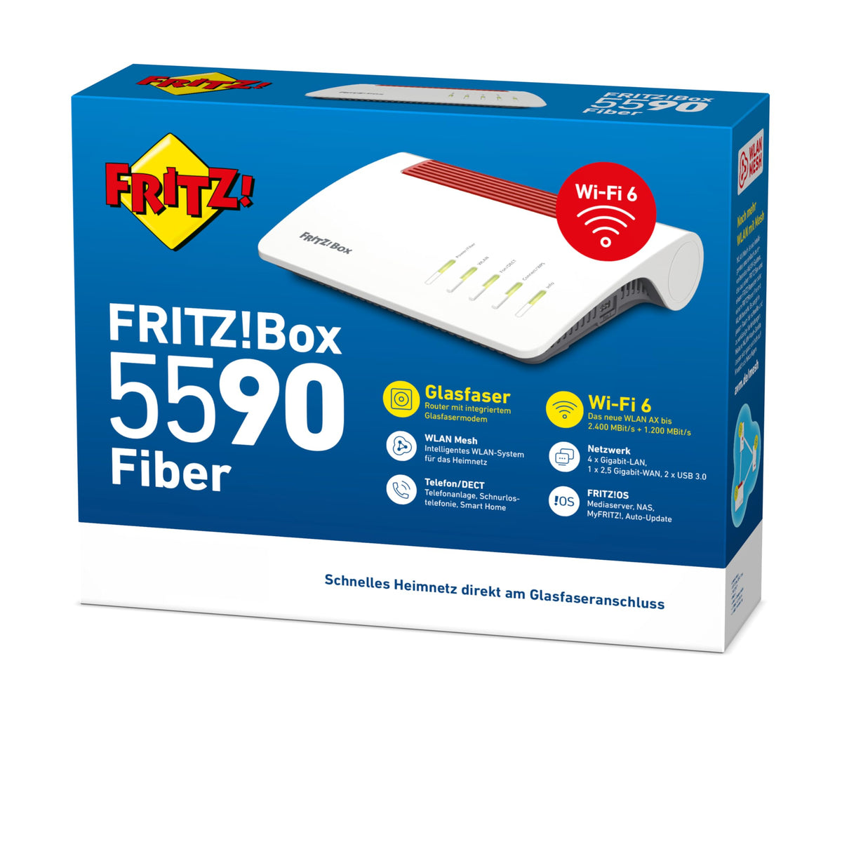 FRITZ! Box 5590 Fiber – Glasfaser-Router mit Wi-Fi 6, Mesh & 2.5G LAN-Port – Produktansicht 6