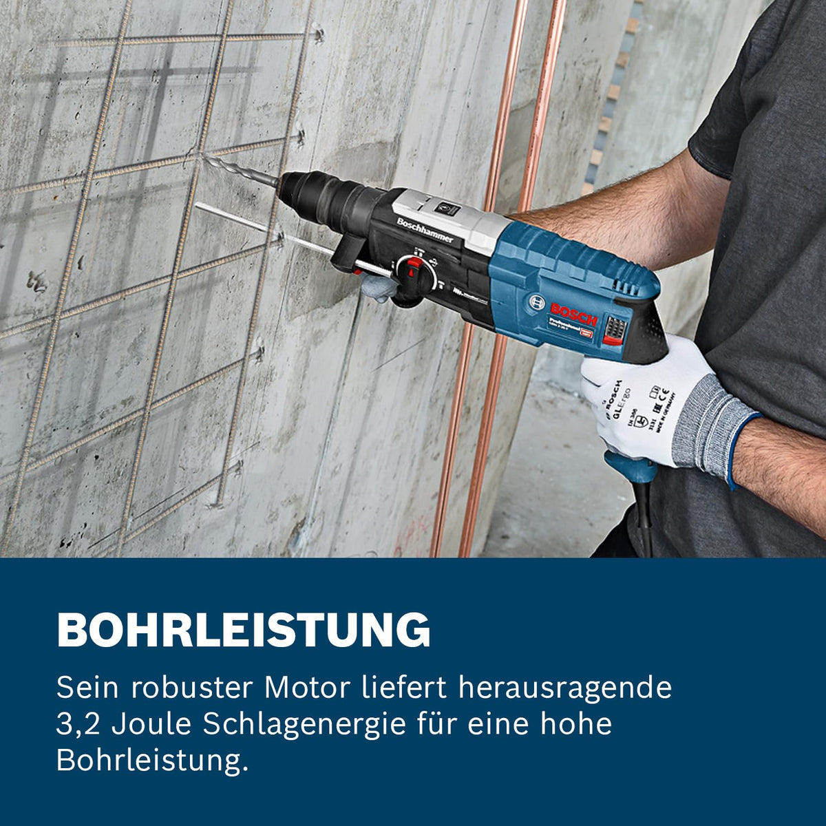 Bosch PRO Bohrhammer GBH 2-28 F (inkl. Zusatzhandgriff, Tiefenanschlag 210 mm, Maschinentuch, Schnellwechselbohrfutter, Wechs