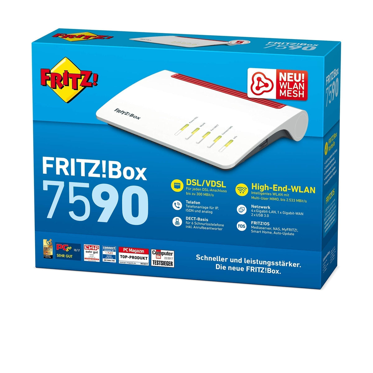 AVM FRITZ! Box 7590 Router – Dual-Band WLAN AC+N, VDSL/ADSL, DECT-Basis, Mediaserver – Produktansicht 5