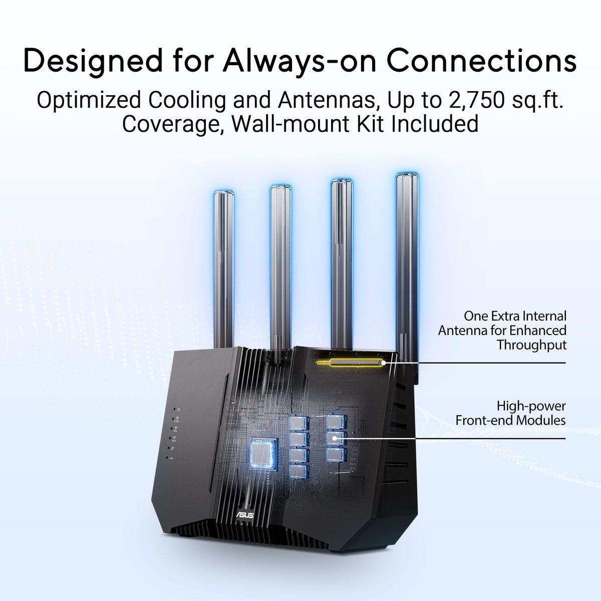 ASUS RT-BE92U BE9700 Tri-Band WiFi 7 Router – AiMesh, VPN & erweiterte Sicherheit – Produktansicht 4