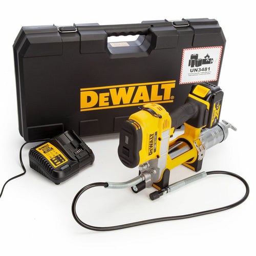 DeWalt DCGG571M1-GB 18 V XR Akku Fettpresse inkl. 1x 4,0 Ah Akkus – Produktansicht 1
