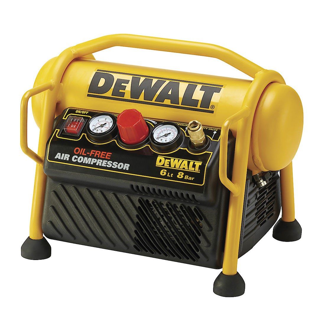DeWalt DPC6MRC-GB 230 V 1.5Hp Mini-Luftkompressor mit Schutzrahmen 6 Liter – Produktansicht 1
