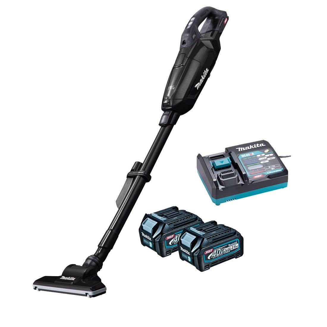 Makita CL002GD205 40 V Max XGT Akku bürstenlos Staubsauger Schwarz inkl. 2x 2,5 Ah Akkus – Produktansicht 1