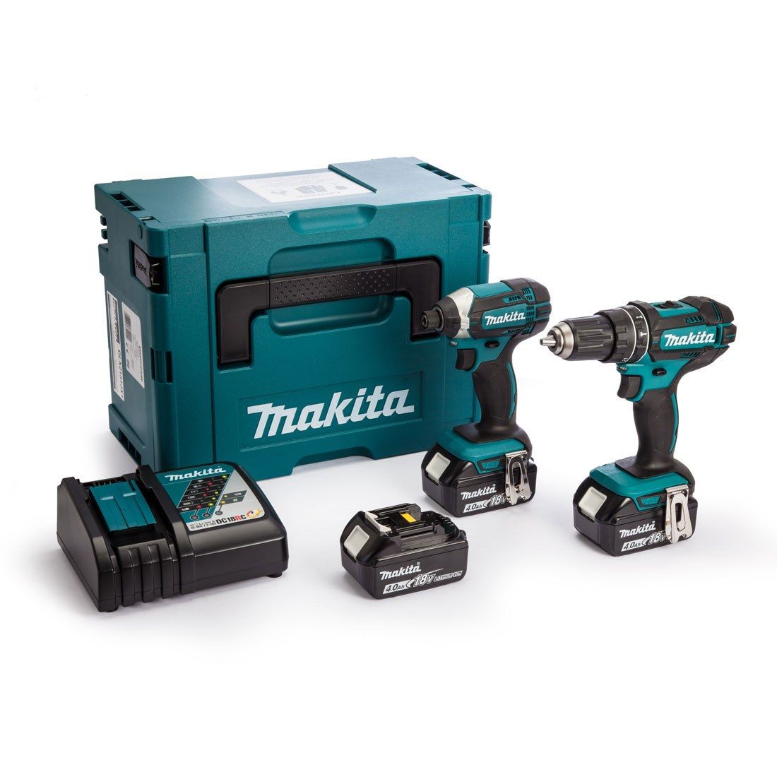 Makita DLX2131MJ1 18 V Akku 2 teilig Kit DHP482 Combi + DTD152 Schlagschrauber inkl. 3x 4 Ah Akkus – Produktansicht 1