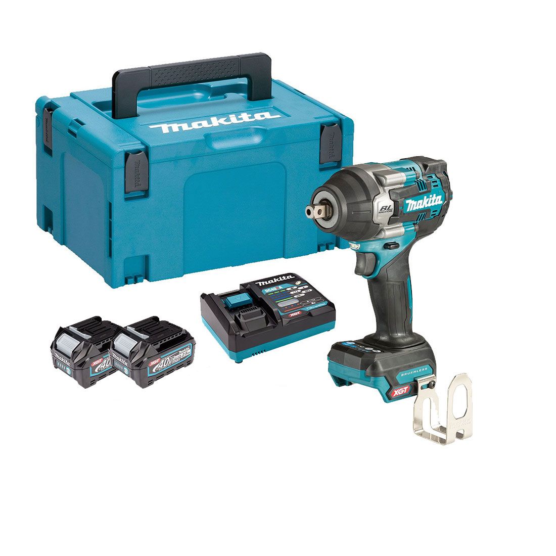 Makita TW008GD201 40 V Max XGT bürstenlos 1/2" Schlagschrauber inkl. 2x 2,5 Ah Akkus – Produktansicht 1